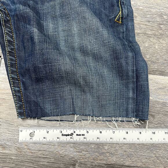 Vintage Y2K Manchester Ltd. Blue‎ Mens 31 Raw Edge Whiskered Denim Jean Shorts - Picture 7 of 10
